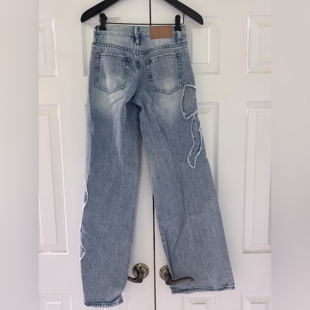 Pacific Sunwear from PAC SUN Light Blue Distressed Wide Leg Jeans Size 22